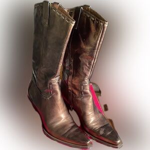 BCBG Metallic Bronze Leather Boots